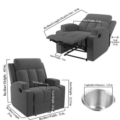 Ergorest Brown Recliner Armchair with Cupholders