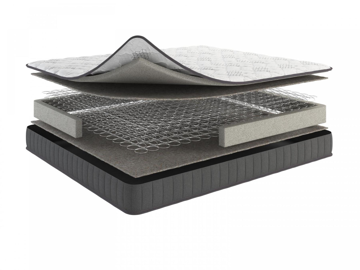 Queen , 9 inch , Firm , Hybrid Mattress with Bonnell Coil core from Bonelli Essentials by Ottomanson showing the layers detail.