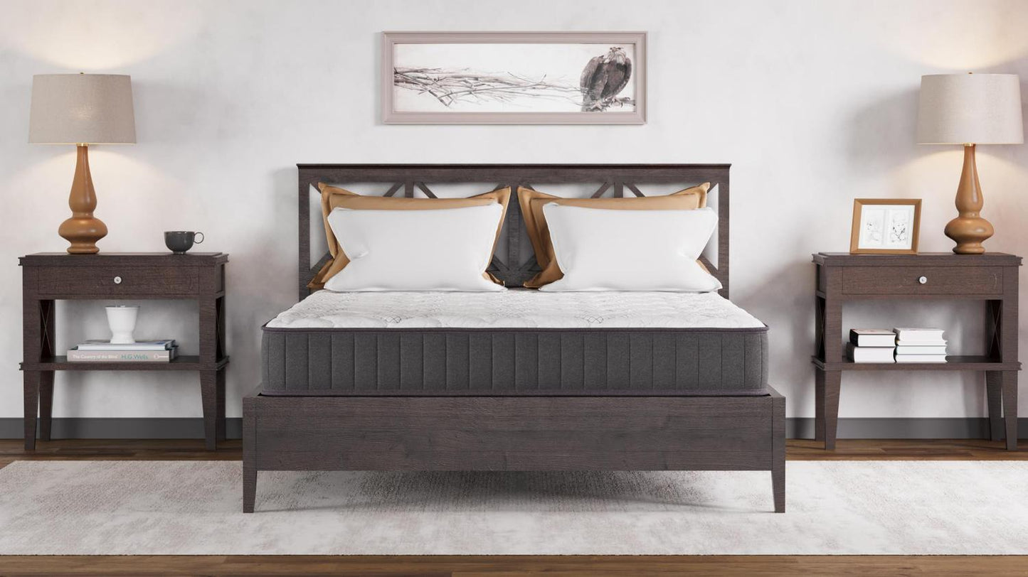 Queen , 9 inch , Firm , Hybrid Mattress with Pocket Coil core from Dulce Luxe by Ottomanson on a stand alone bed base.