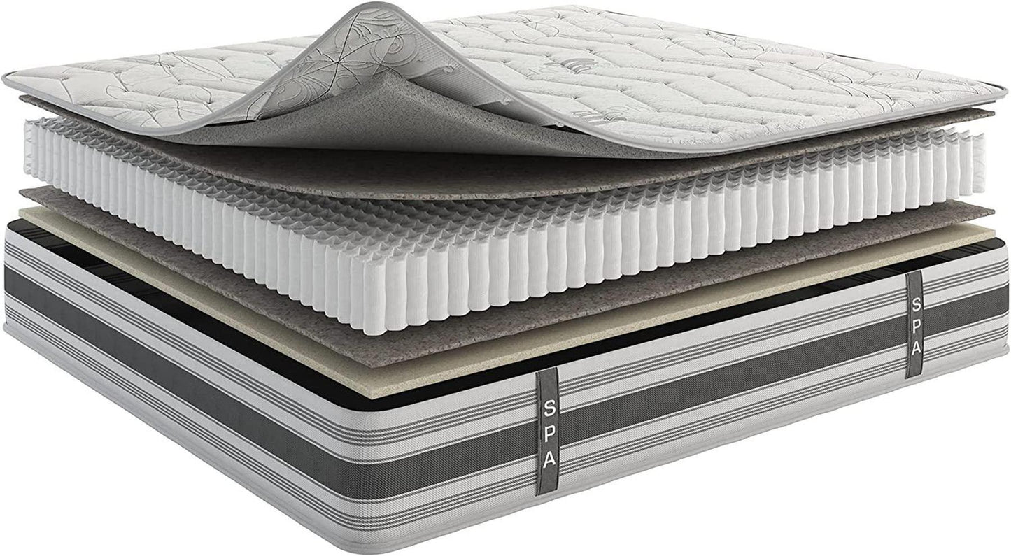 Queen , 12 inch , Firm , Hybrid Mattress with Pocket Coil core from Dulce Deluxe by Ottomanson showing the layers detail.